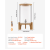 2.2 Gallon Glass Beverage Dispenser with Wooden Stand, Stainless Steel Spigot, Ideal for Serving Iced Tea, Lemonade, Juice, and Water at Gatherings