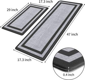 Kitchen Mats Set of 2,Cushioned Anti-Fatigue Non-Skid Rug Sets Ergonomic Comfort Standing Mat for Kitchen, Floor, Office, Sink, Laundry