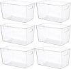 6 PCS Clear Plastic Storage Bins, Pantry Organizer Containers with Handle for Refrigerator, Fridge, Cabinet, Kitchen, Countertops, Cupboard