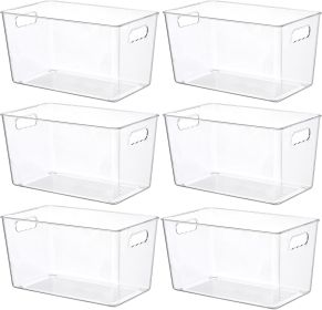 6 PCS Clear Plastic Storage Bins, Pantry Organizer Containers with Handle for Refrigerator, Fridge, Cabinet, Kitchen, Countertops, Cupboard