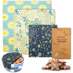 3-Pack Food Wraps with Flower Print, Washable and Reusable