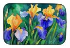 Tennessee Iris in Watercolor Dish Drying Mat Absorbent Dish Drying Mat Pad for Kitchen Counter Dish Drainer Mat for Countertop, 14 x 21", Multicolor