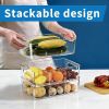 10 Pack Pantry Organizers and Storage,Clear Plastic Containers with 2 Dividers for Kitchen,Fridge Organization and Storage,Acrylic Bins for Pounches