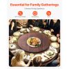 24 in Wood Lazy Susan Turntable, 360Â° Rotation Round Clear Tabletop Rotating Tray, Acacia Wood Dining Table Centerpiece, Smooth and Silent Spin