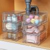 10 Pack Stackable Storage Drawers,Clear Acrylic Drawer Organizers with Handles, Easily Assemble Containers for Fridge, Bathroom,Kitchen Undersink