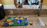Tennessee Iris in Watercolor Dish Drying Mat Absorbent Dish Drying Mat Pad for Kitchen Counter Dish Drainer Mat for Countertop, 14 x 21", Multicolor