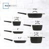 Striped 10 Pcs Nonstick Ceramic Cookware Set Black