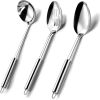 Serving Utensils Set for Parties,3-Piece Silver Stainless Steel utensils set,Includes 1 Serving Spoon, 1 Slotted Spoon and 1 Soup Ladle