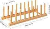 2pcs Bamboo Dish Plate Bowl Cup Book Pot Lid Cutting Board Drying Rack Stand Drainer Storage Holder Organizer Kitchen Cabinet(Keep Dry)