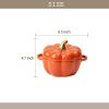 Pumpkin Bowl Set with Lid and Handle, 14 Oz Ceramic Ramekins for Baking, Casserole Dish Individual Severing Pot, Stoneware, Oven Safe