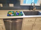 Tennessee Iris in Watercolor Dish Drying Mat Absorbent Dish Drying Mat Pad for Kitchen Counter Dish Drainer Mat for Countertop, 14 x 21", Multicolor