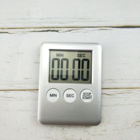 Cooking Timer LCD Digital Screen Clock Kitchen Countdown Timer Mechanical Digital Kitchen Timer Magnetic (Color: grey)
