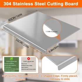 XXL 304 Stainless Steel Cutting Board  Anti-Slip & Mildew-Proof! No More Moldy Wooden Boards | Heavy-Duty & Food-Safe, Easy to Clean – Chop Meat (size: 40CM*50CM)